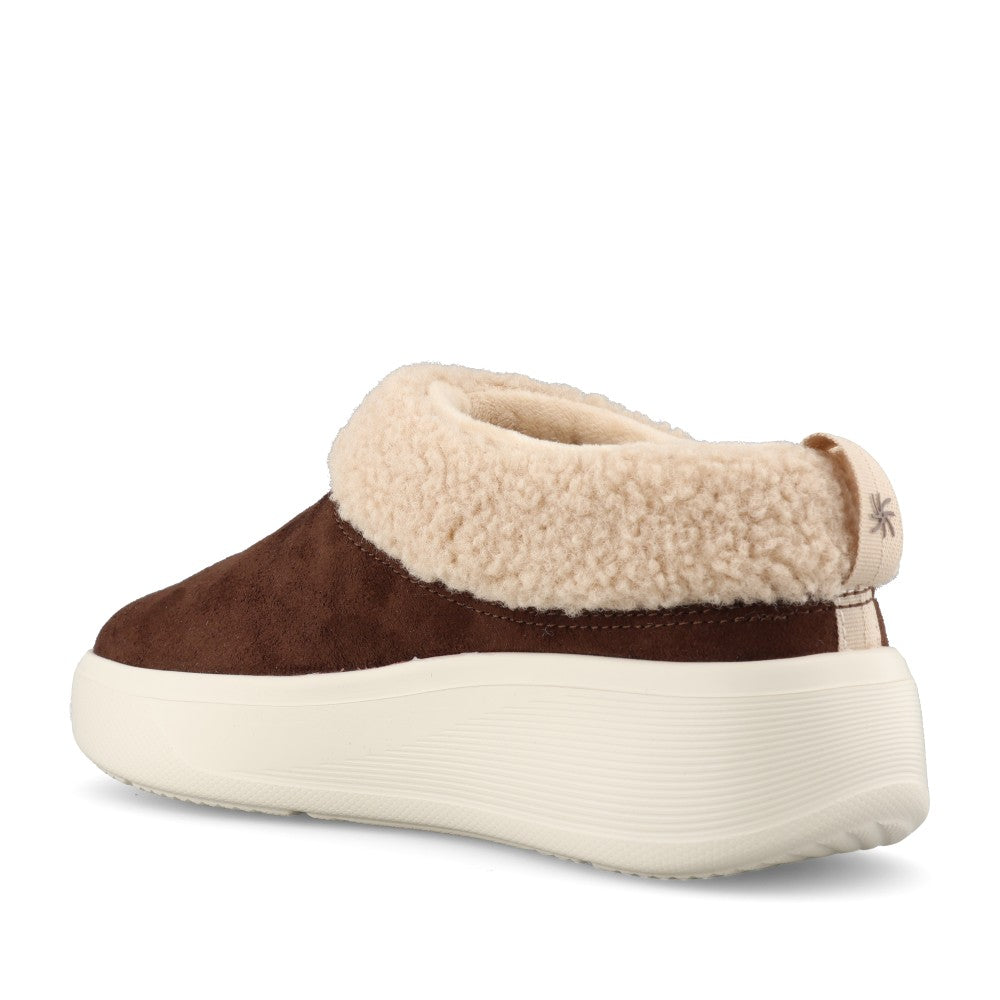Clarks Ladies Solevana Cozy Textile D-fit Shoe In Dark Brown