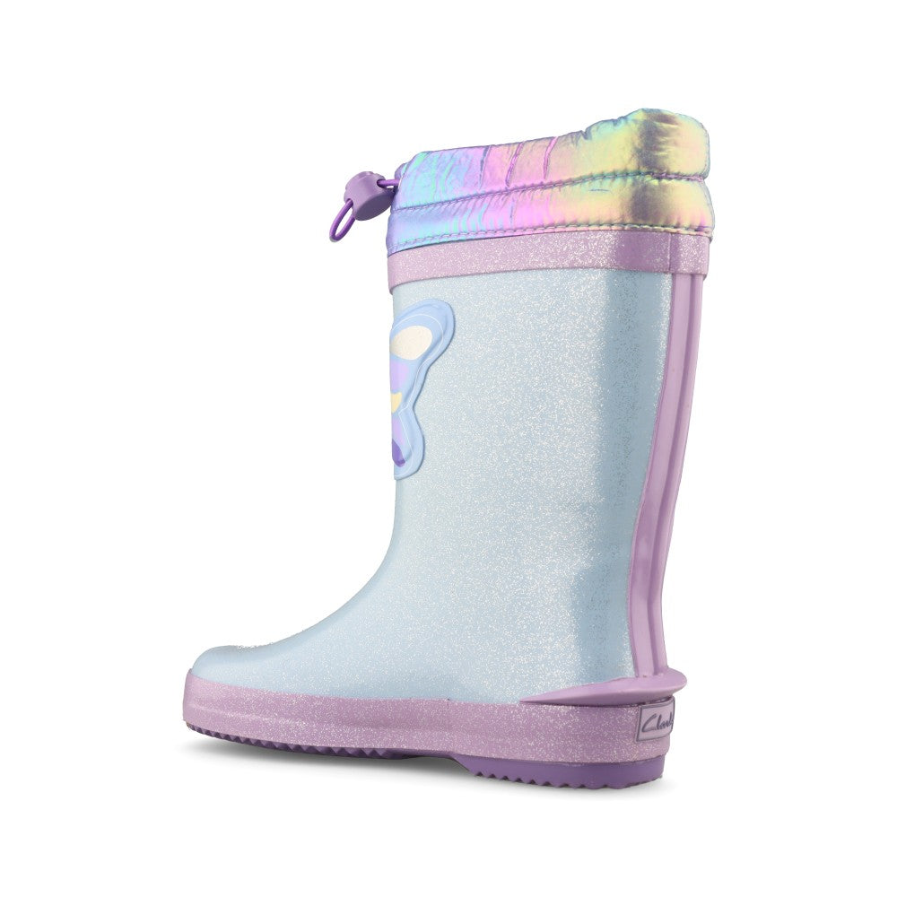 Clarks Girls Tarri Race K G-Fit Welly in Ice Blue