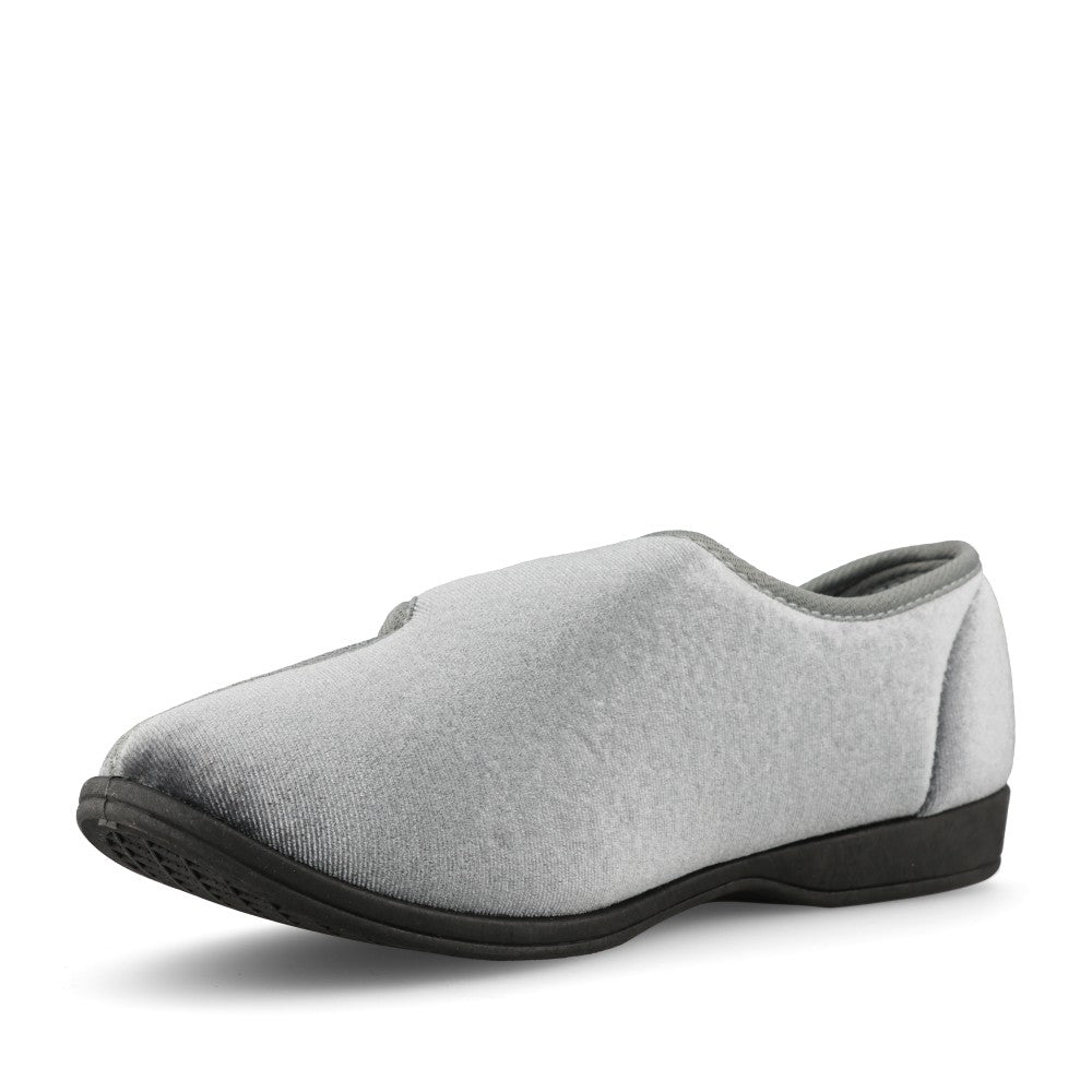 Ladies Veronica Velcro Slipper In Grey
