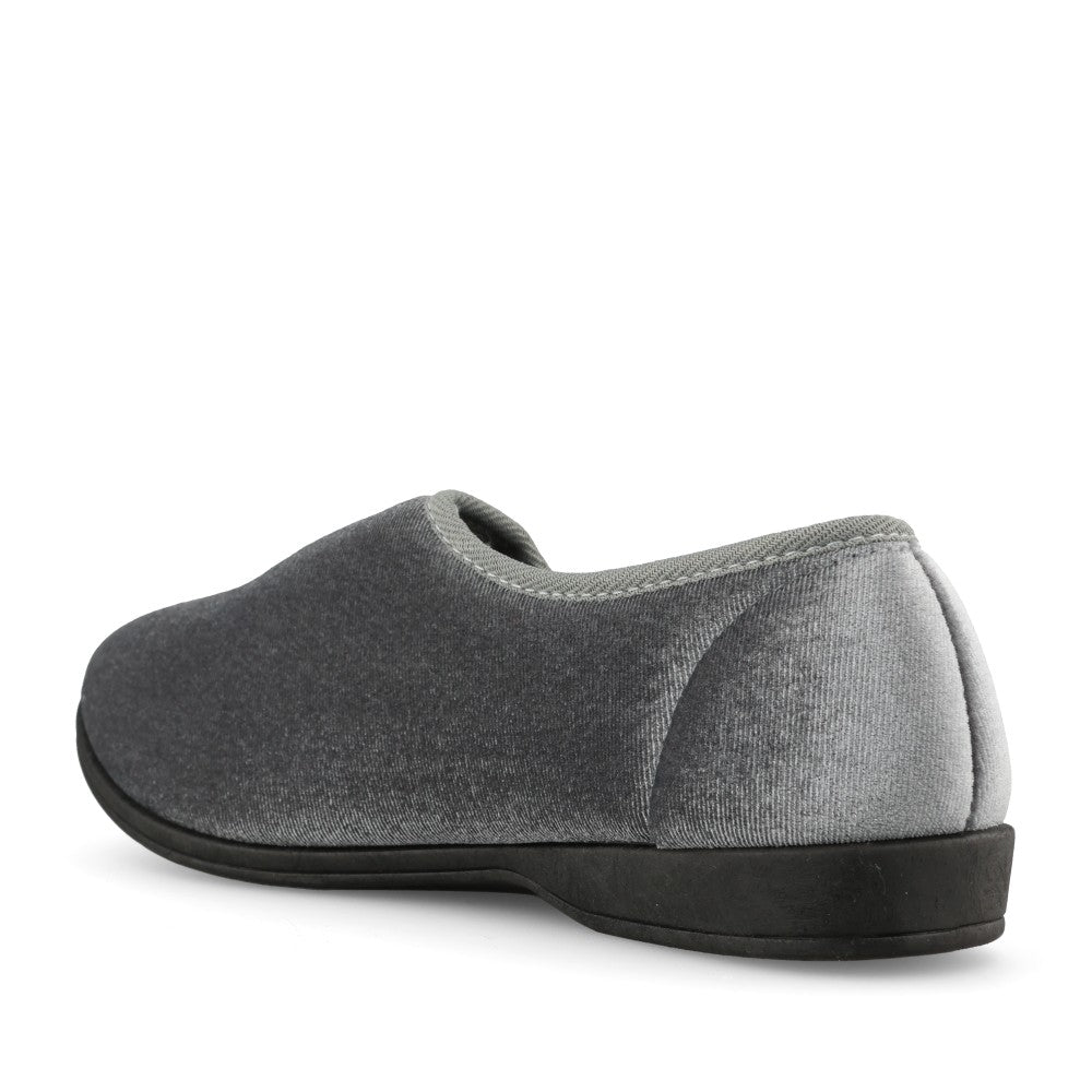 Ladies Veronica Velcro Slipper In Grey