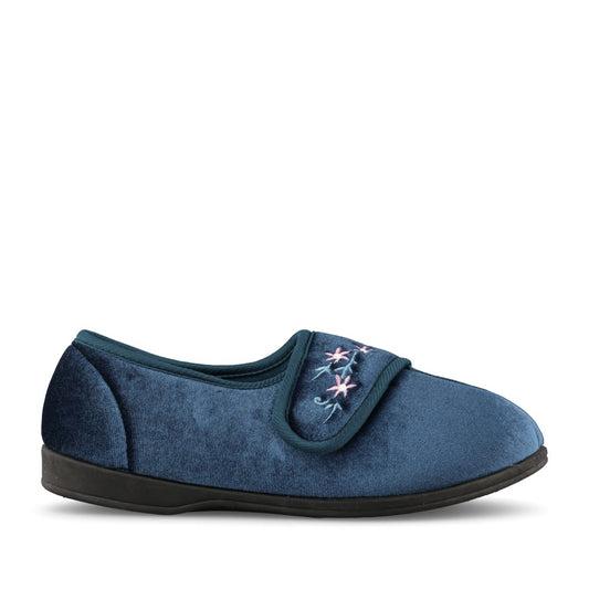 Ladies Veronica Velcro Slipper In Navy