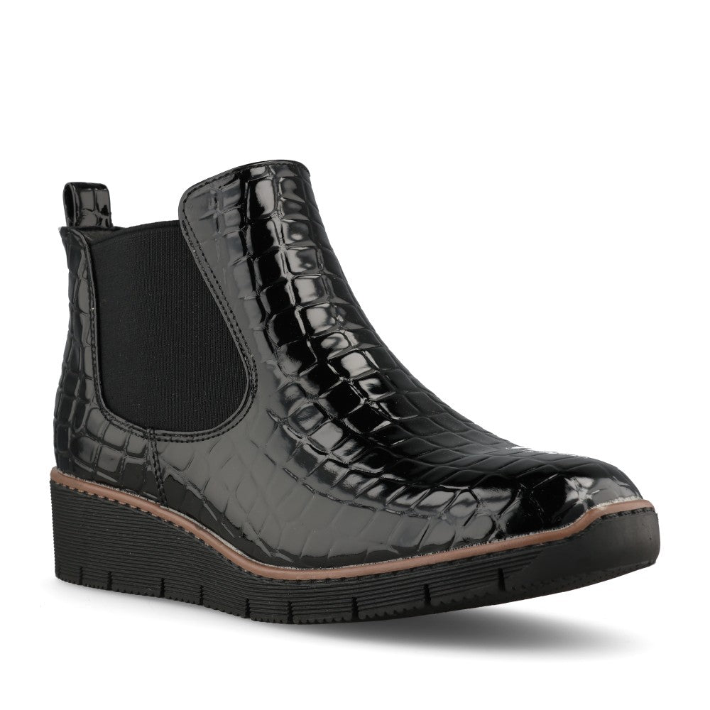 Jo & Joe Ladies Walnut Boot In Black Croc