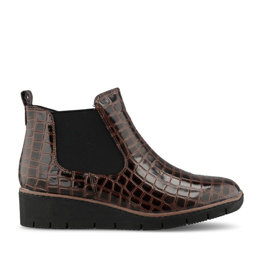 Jo & Joe Ladies Walnut Boot In Dark Brown Croc