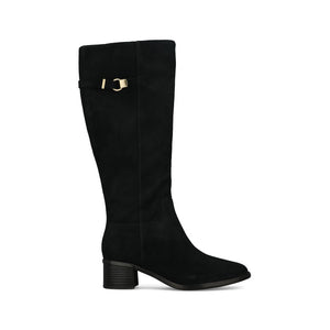 Clarks Ladies Wrenn Hi Suede D-fit Boot In Black Suede
