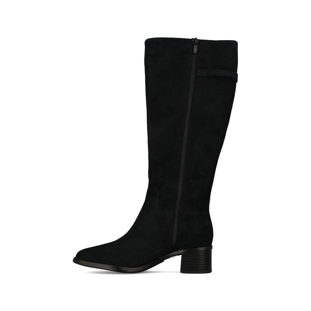 Clarks Ladies Wrenn Hi Suede D-fit Boot In Black Suede