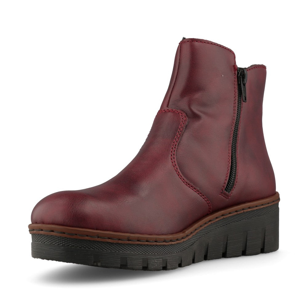 Rieker Ladies X9165-35 Ankle Boot In Red