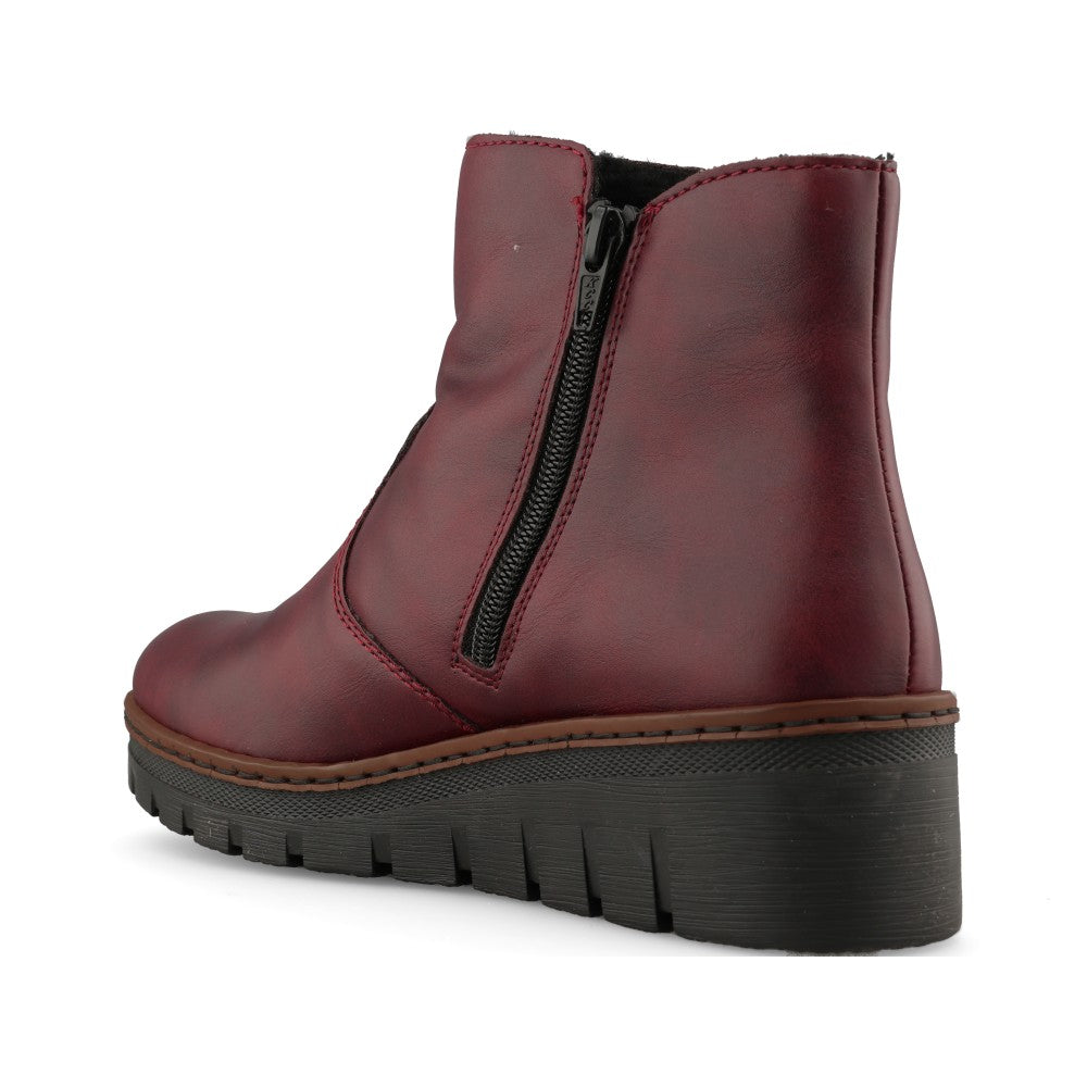 Rieker Ladies X9165-35 Ankle Boot In Red