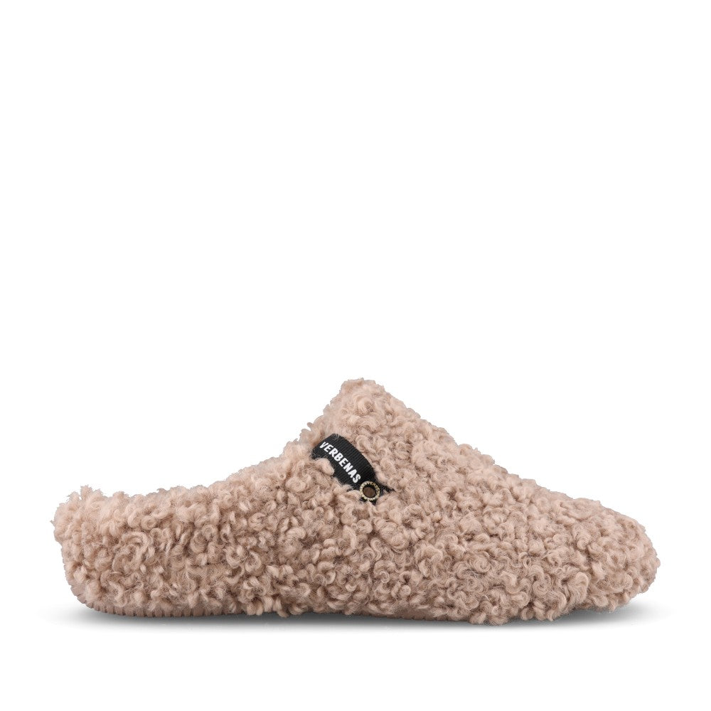 Verbenas Ladies York Curly Mule In Camel