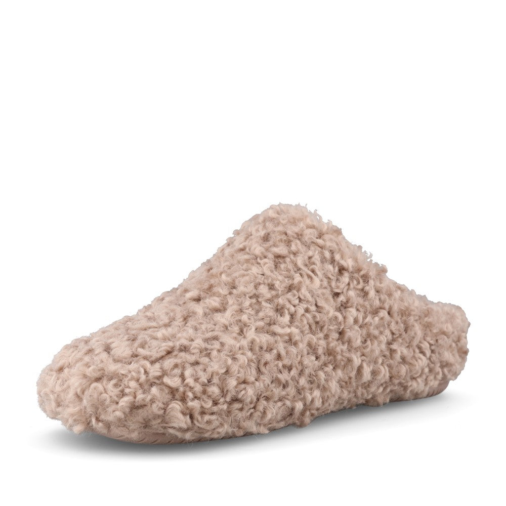 Verbenas Ladies York Curly Mule In Camel