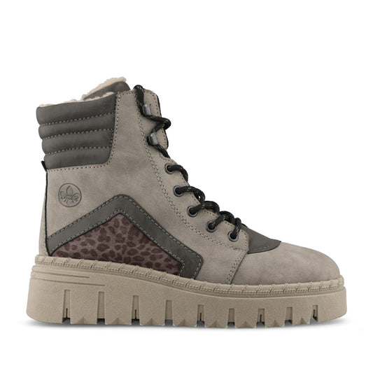 Rieker Ladies Z8904-40 Lace Boot In Grey