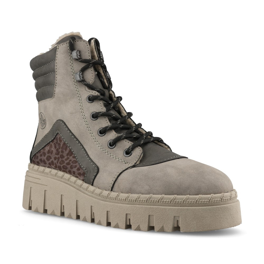 Rieker Ladies Z8904 Lace Boot In Grey