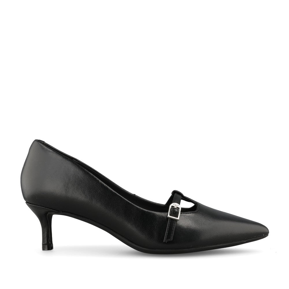 Clarks Ladies Zarey Jane Coated Leather D-fit Shoe In Black