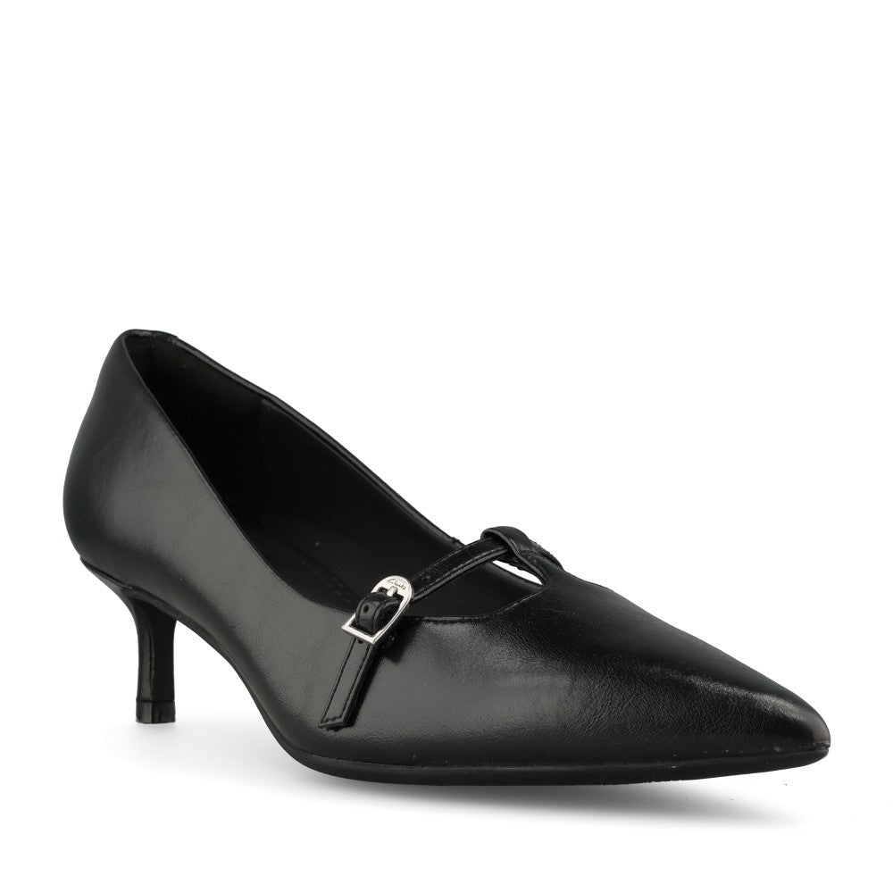 Clarks Ladies Zarey Jane Coated Leather D-fit Shoe In Black