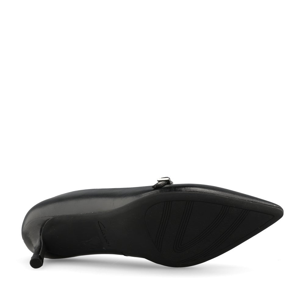 Clarks Ladies Zarey Jane Coated Leather D-fit Shoe In Black
