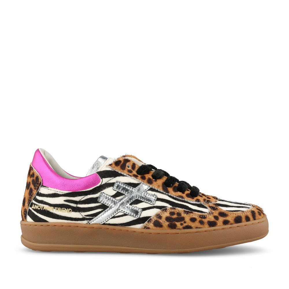 Another Trend Ladies A034 89A1 Trainer In Leopard and Zebra Print Multi