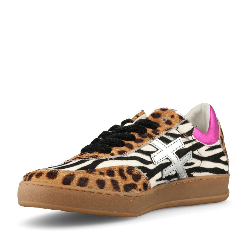 Another Trend Ladies A034 89A1 Trainer In Leopard and Zebra Print Multi