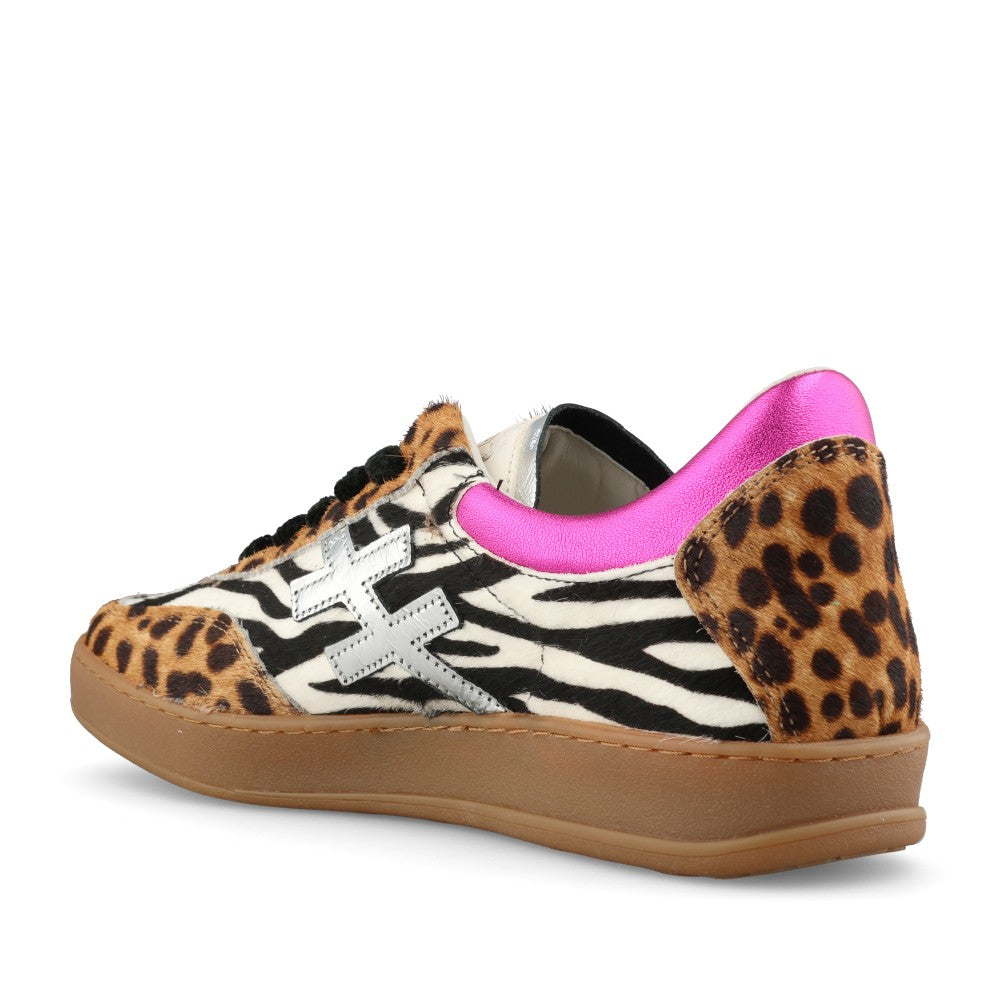 Another Trend Ladies A034 89A1 Trainer In Leopard and Zebra Print Multi