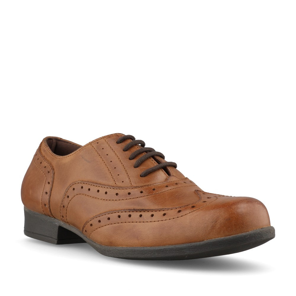Girls Bella Leather Laced Brogue In Tan