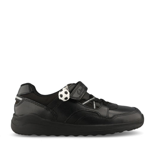 Clarks Boys Daze Kick K F-FIT Velcro in Black Leather