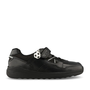 Clarks Boys Daze Kick K F-FIT Velcro in Black Leather