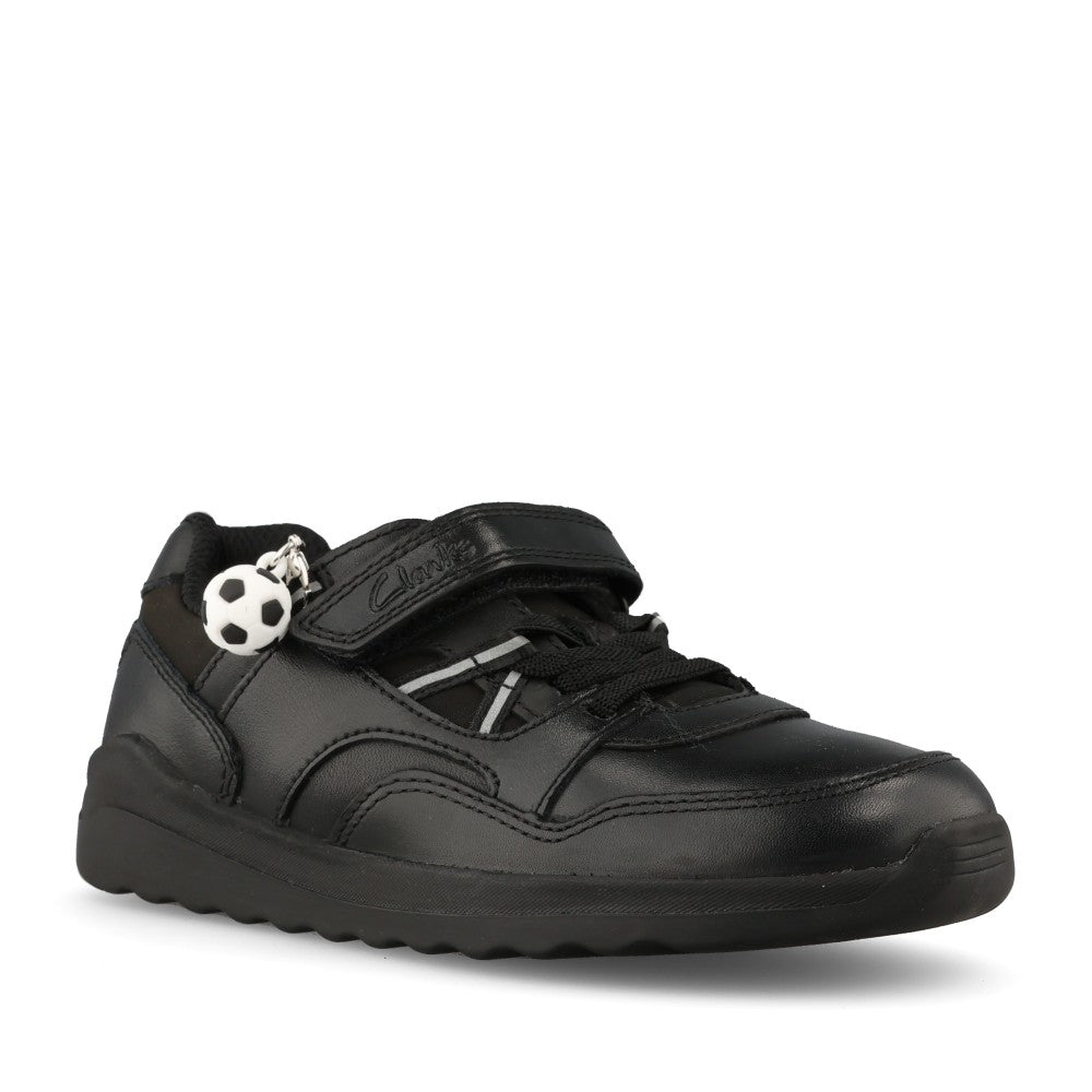 Clarks Boys Daze Kick K F-FIT Velcro in Black Leather