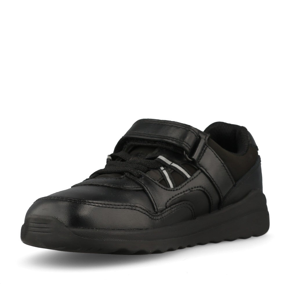 Clarks Boys Daze Kick K F-FIT Velcro in Black Leather