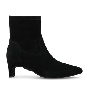 Clarks Ladies Edina Stretch Suede D-fit Boot In Black Suede