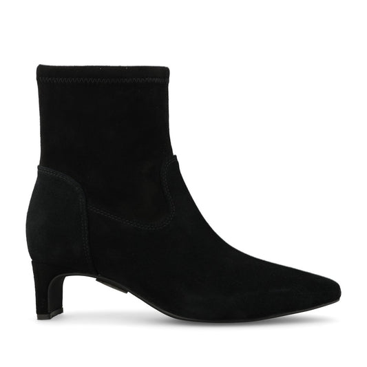 Clarks Ladies Edina Stretch Suede D-fit Boot In Black Suede
