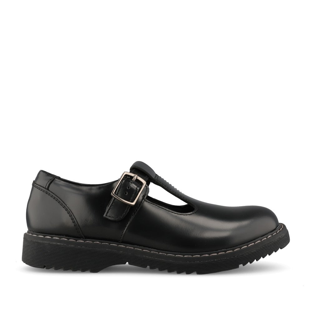 Girls Envisage Black Hi Shine T-bar Shoe In Black