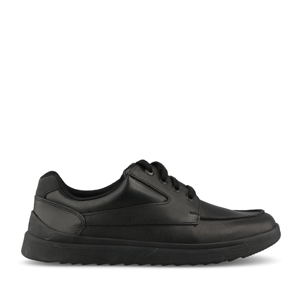 Boys Keelan Flare Youth Black Leather Laced Shoe In Kids G Fit