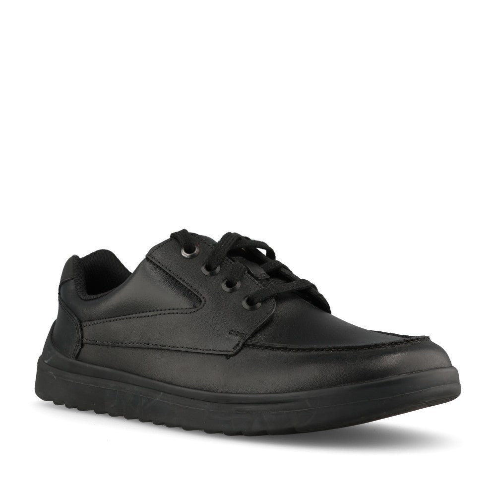 Boys Keelan Flare Youth Black Leather Laced Shoe In Kids G Fit
