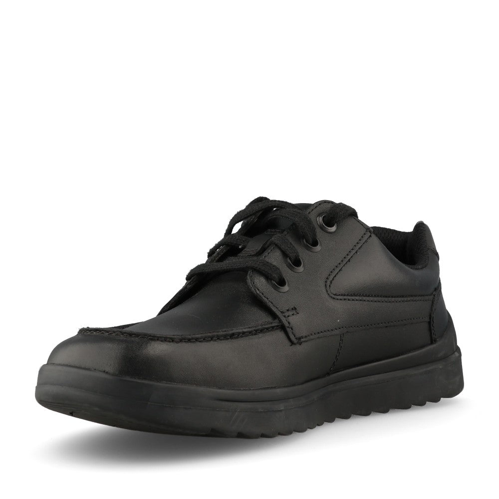 Boys Keelan Flare Youth Black Leather Laced Shoe In Kids G Fit