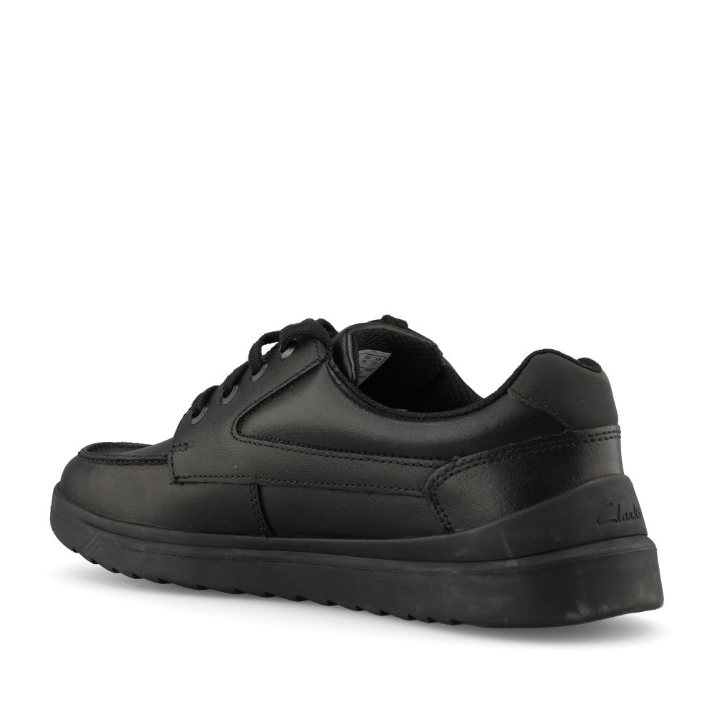 Boys Keelan Flare Youth Black Leather Laced Shoe In Kids G Fit