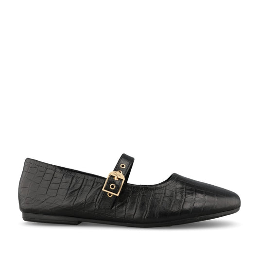Clarks Ladies Livia Jane Leather D-fit Shoe In Black Croc