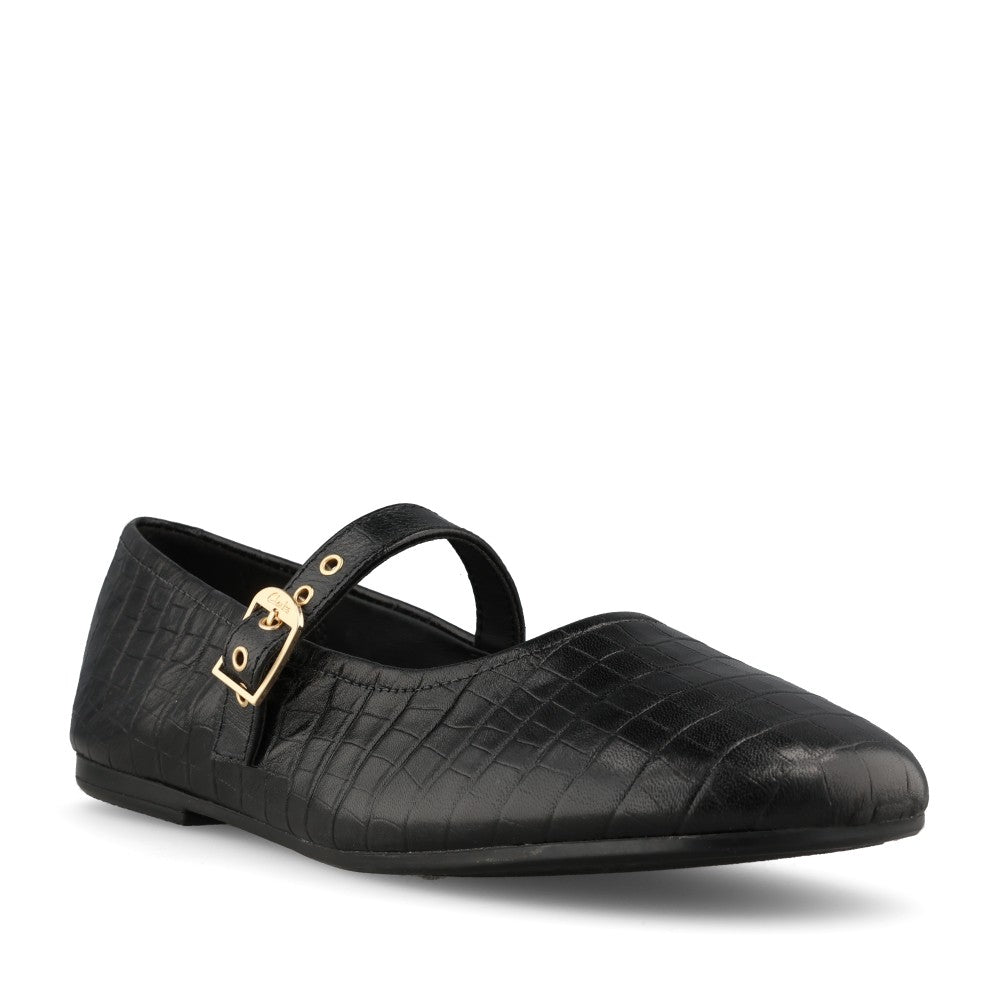 Clarks Ladies Livia Jane Leather D-fit Shoe In Black Croc