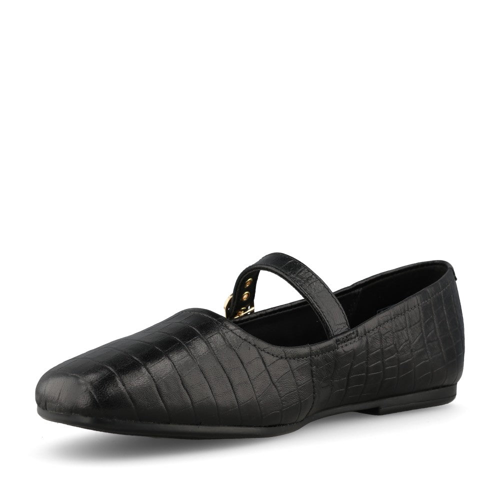 Clarks Ladies Livia Jane Leather D-fit Shoe In Black Croc