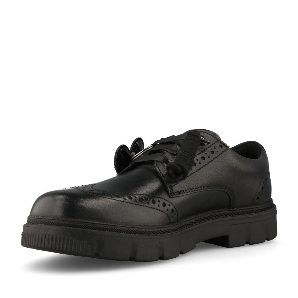 Clarks Girls Lorcam Lace Y G-FIT Lace  Up Shoe in Black Leather
