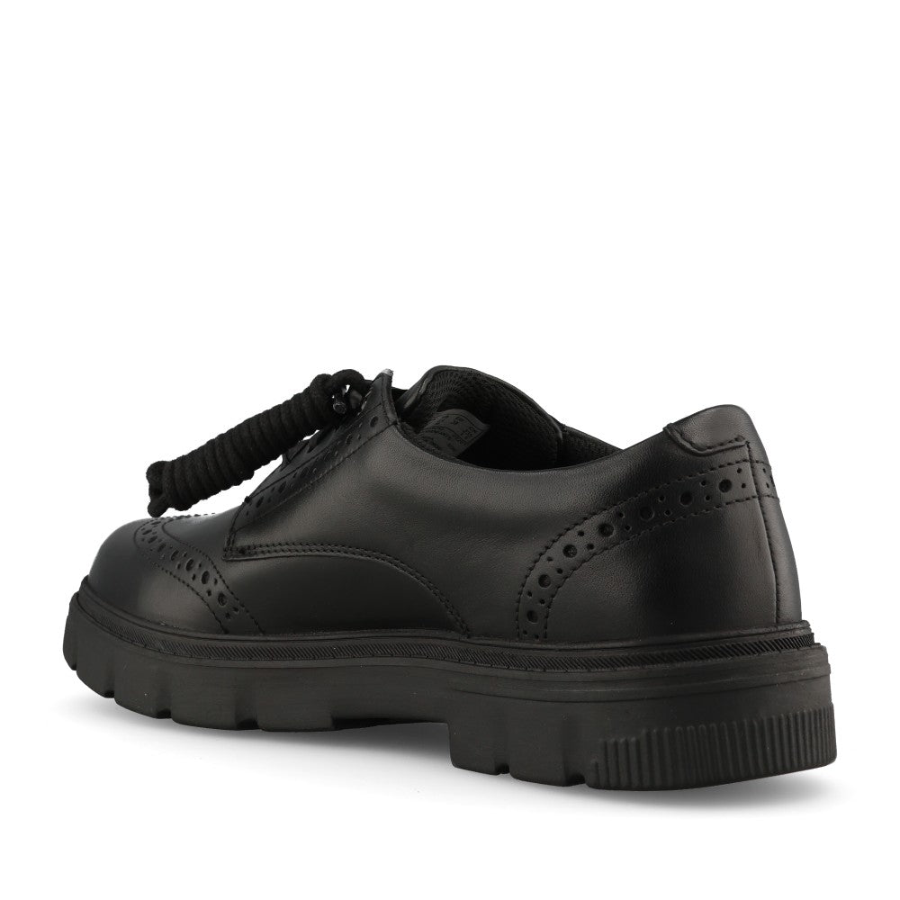 Clarks Girls Lorcam Lace Y G-FIT Lace  Up Shoe in Black Leather