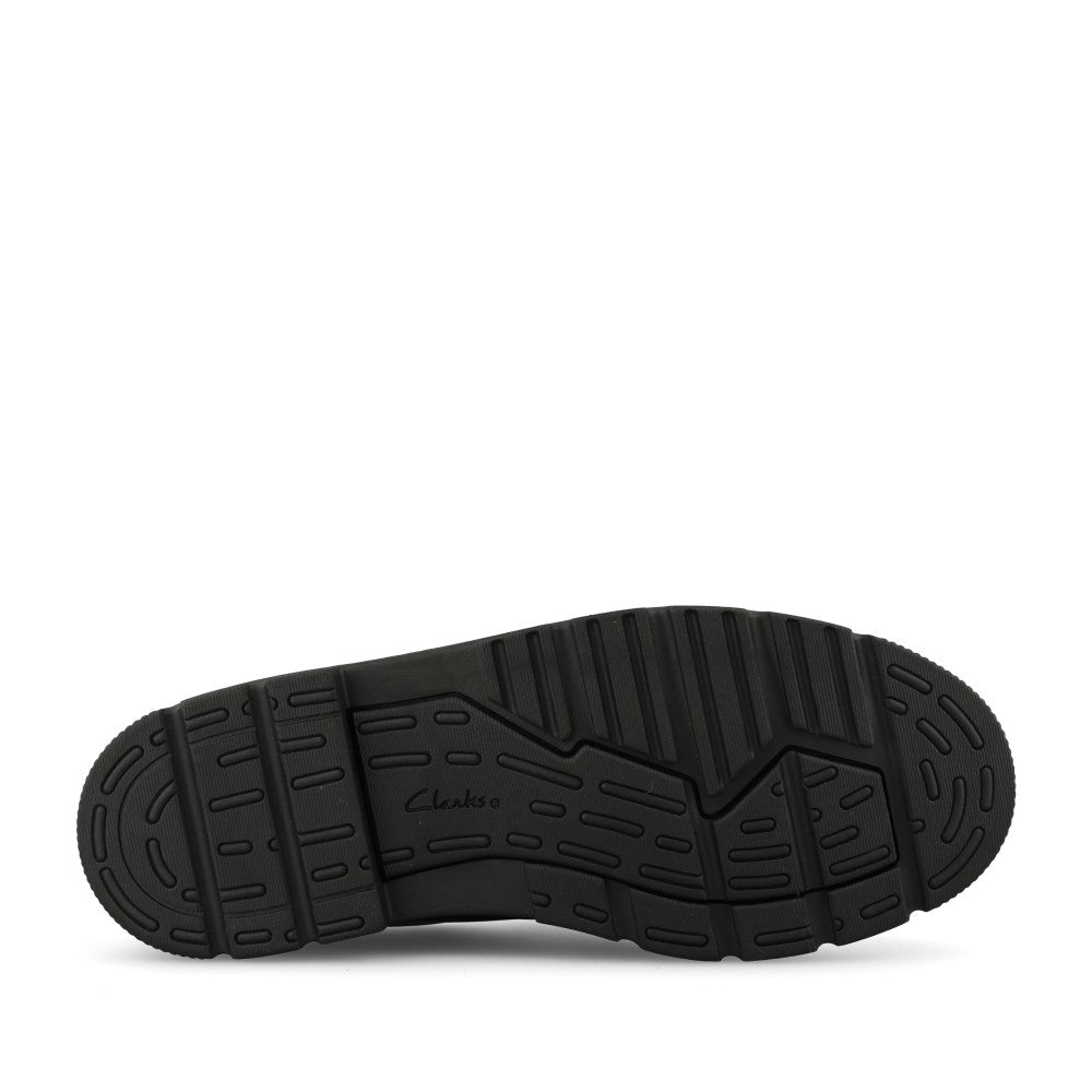 Clarks Girls Lorcam Lace Y F-FIT Lace Up Shoe in Black Leather