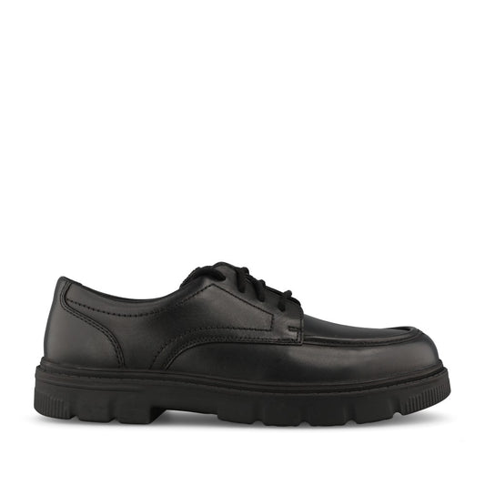 Clarks Boys Lorcam Lane Y G-FIT Lace Up Shoe in Black Leather