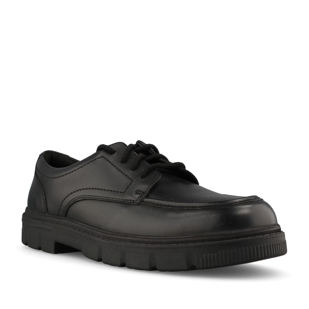 Clarks Boys Lorcam Lane Y H-FIT Lace Up Shoe in Black Leather
