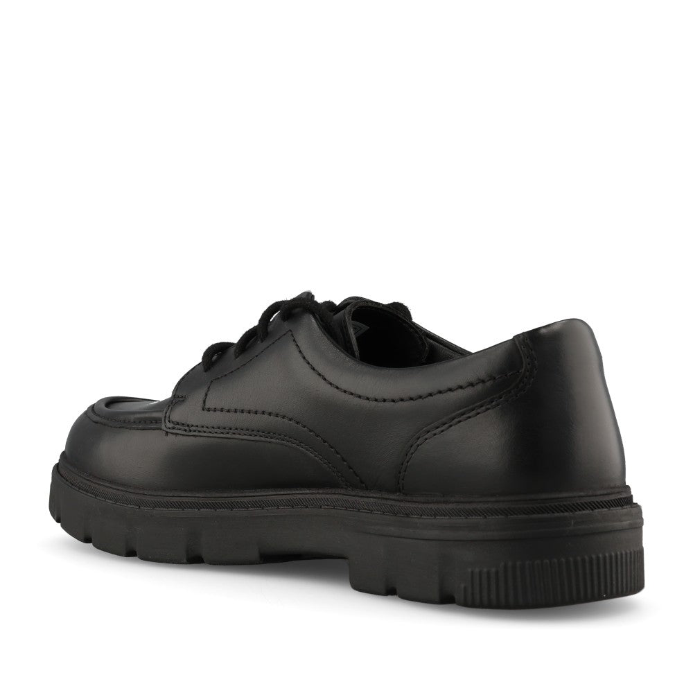 Clarks Boys Lorcam Lane Y H-FIT Lace Up Shoe in Black Leather