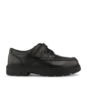 Clarks Boys Lorcam Lane K F-FIT Velcro Shoe in Black Leather