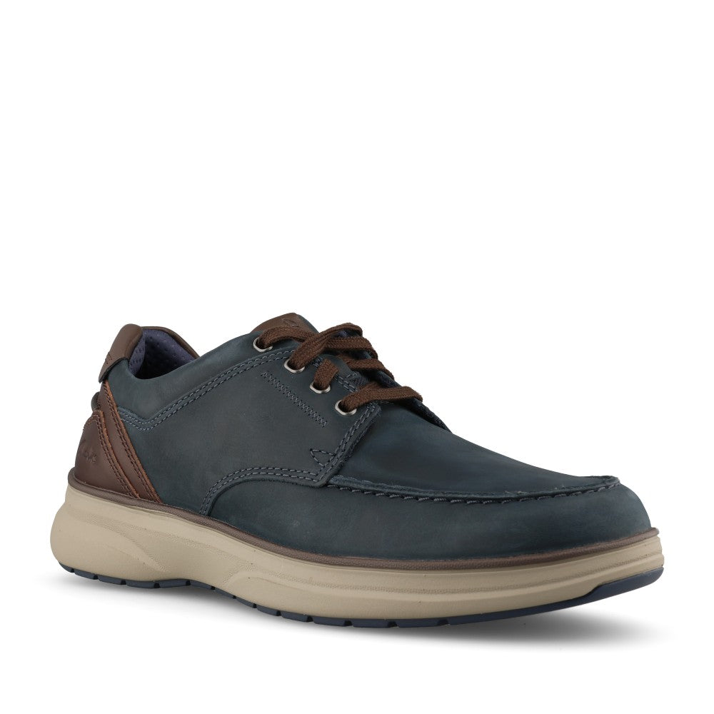 Clarks Mens Mullan Moc Leather G-fit Shoe In Navy